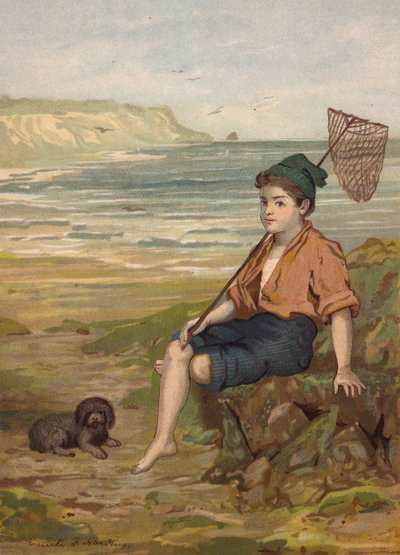 Junge mit einem Fischernetz am Meer von Emily Jane Harding Andrews