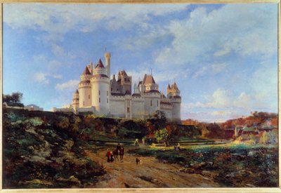 Ansicht des Schlosses von Pierrefonds in der Oise. Gemälde von Emmanuel Lansyer (1835-1893) 19. Jahrhundert Beauvais, Musée Départemental de l