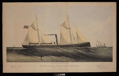 Zwillingsschrauben-Kanonenboot der Vereinigten Staaten. Spirea. Gebaut von Saml H Pouk Fairhaven Conn. 1864... (Farblithografie) von Endicott Endicott