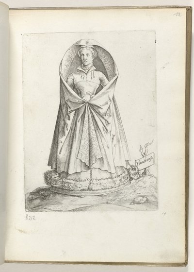 Flandrische Frau (Eine Frau aus Flandern, gekleidet nach der Mode um 1550) von Enea Vico