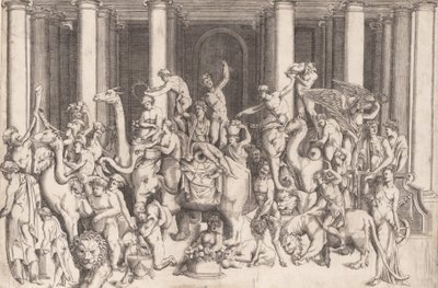Der indische Triumph des Bacchus, ca. 1542 von Enea Vico.