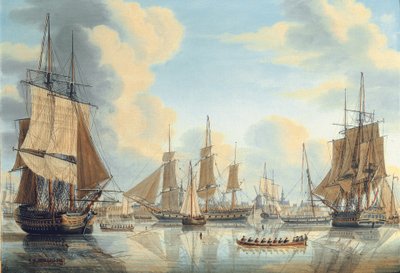 Die Batavische Flotte unter Vizeadmiral Carel Hendrik Verhuell bei Vlissingen von Engel Hoogerheyden