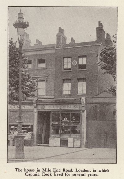 88 Mile End Road, London, Haus, in dem der englische Entdecker Captain James Cook von 1764 bis zu seinem Tod lebte von English Photographer