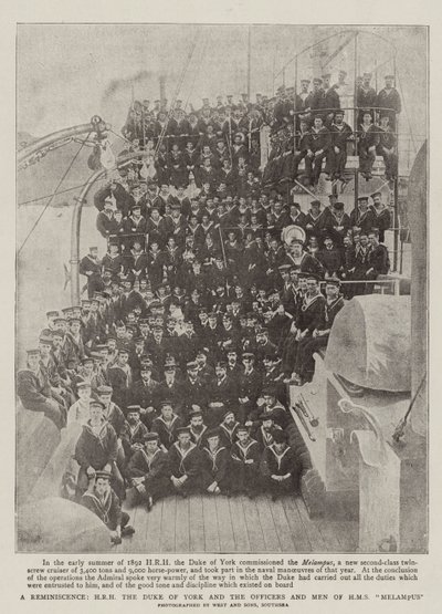 Eine Erinnerung, HRH der Herzog von York und die Offiziere und Männer der HMS Melampus von English Photographer