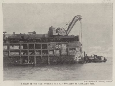 Ein Zug im Meer, Kurioser Eisenbahnunfall am Pier von Kirkaldy von English Photographer
