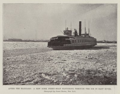 Nach dem Blizzard, eine New Yorker Fähre pflügt durch das Eis im East River von English Photographer