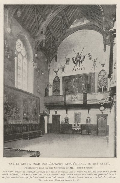 Battle Abbey, verkauft für £200.000, Abtshalle in der Abtei von English Photographer
