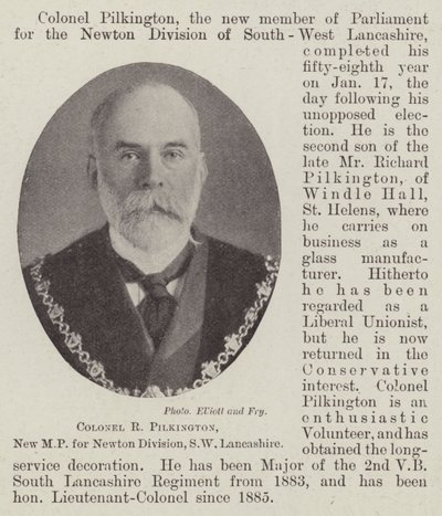 Oberst R Pilkington, neuer Abgeordneter für die Newton-Division, SW Lancashire von English Photographer