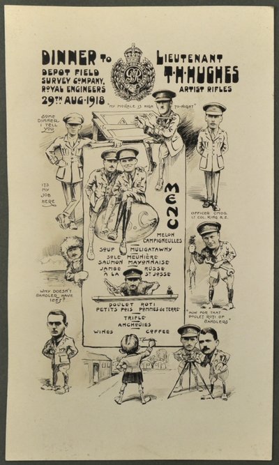 Dinner für Leutnant T. H. Hughes, Artist Rifles, Depot Field Survey Company, Royal Engineers, 29. August 1918 von English Photographer
