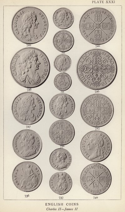 Englische Münzen, Charles II, James II von English Photographer