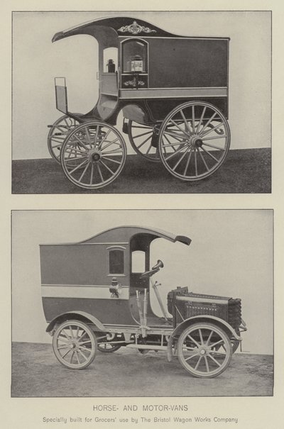 Pferd und Motorwagen (s/w Foto) von English Photographer