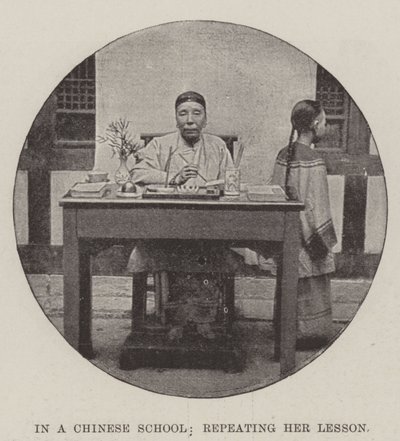 In einer chinesischen Schule, ihr Lektion wiederholend von English Photographer