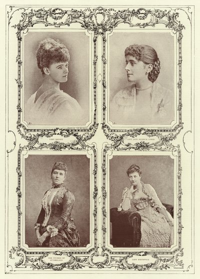 Lady Brooke, Lady Jane Seymour Combe, die Herzogin von Sutherland; Lady Borthwick von English Photographer