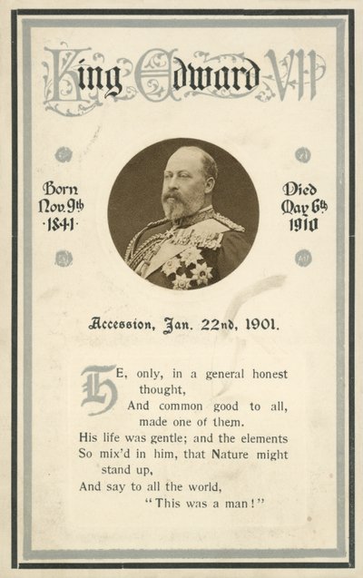 Gedenkkarte, König Edward VII von English Photographer