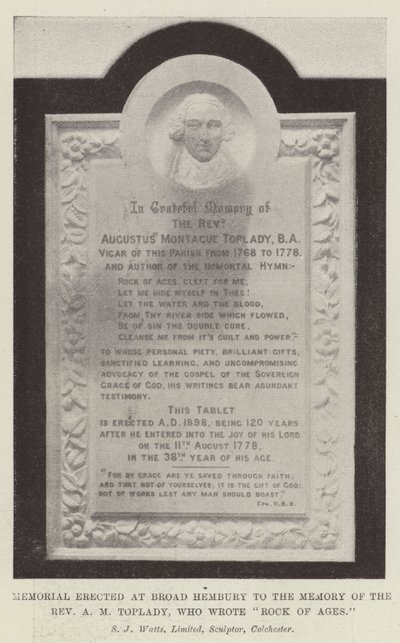 Denkmal in Broad Hembury zum Gedenken an den Reverend A M Toplady, der 
