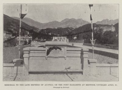 Denkmal für die verstorbene Kaiserin von Österreich auf der Pont Elizabeth in Mentone, enthüllt am 30. April von English Photographer