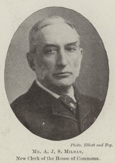 Herr A J S Milman, neuer Sekretär des House of Commons von English Photographer