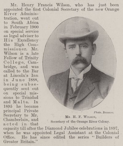 Mr H F Wilson, Sekretär der Orange River Colony von English Photographer