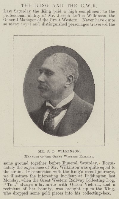Mr. J L Wilkinson, Manager der Great Western Railway von English Photographer