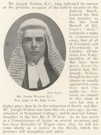 Mr. Joseph Walton, KC, neuer Richter des High Court von English Photographer