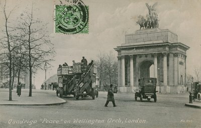 Quadriga Frieden auf dem Wellington Arch in London. Postkarte gesendet im Jahr 1913 von English Photographer