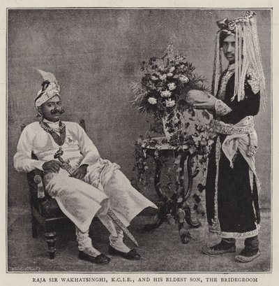 Raja Sir Wakhatsinghi, KCIE, und sein ältester Sohn, der Bräutigam von English Photographer