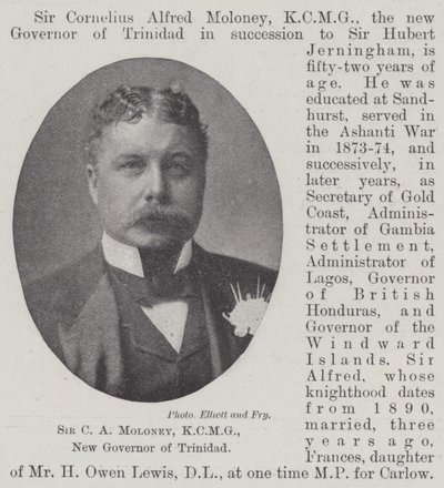 Sir C A Moloney, KCMG, neuer Gouverneur von Trinidad von English Photographer