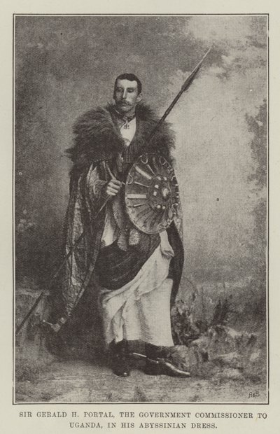 Sir Gerald H. Portal, der Regierungskommissar für Uganda, in seiner abessinischen Kleidung von English Photographer