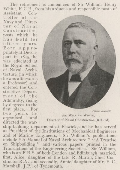 Sir William White, Direktor des Schiffbaus (im Ruhestand) von English Photographer