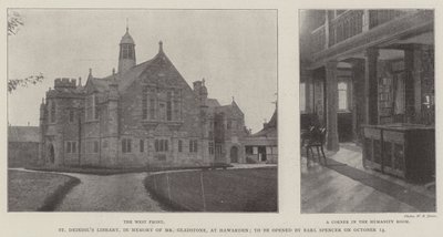 Die St. Deiniols Bibliothek, in Erinnerung an Mr. Gladstone, in Hawarden, zu eröffnen von Earl Spencer am 14. Oktober von English Photographer