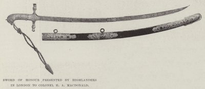 Ehren-Schwert, präsentiert von Highlandern in London an Oberst H. A. MacDonald von English Photographer