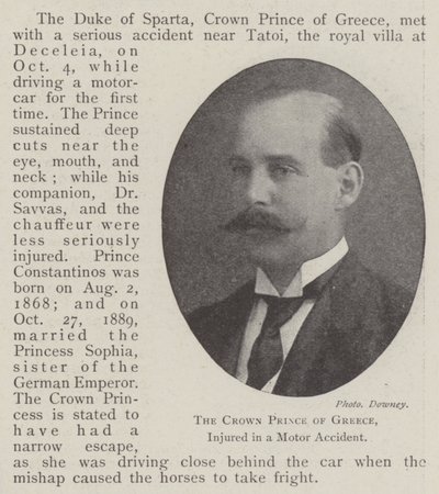 Der Kronprinz von Griechenland, bei einem Autounfall verletzt von English Photographer
