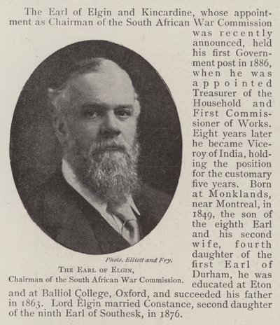 Der Earl of Elgin, Vorsitzender der Südafrikanischen Kriegskommission von English Photographer