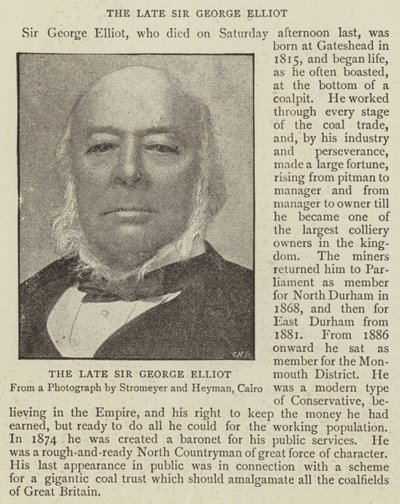 Der verstorbene Sir George Elliot von English Photographer