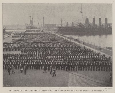 Die Lords der Admiralität inspizieren die Seeleute des Marine-Depots in Portsmouth von English Photographer