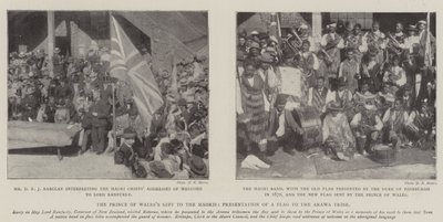 Das Geschenk des Prinzen von Wales an die Maoris, Übergabe einer Flagge an den Arawa-Stamm von English Photographer