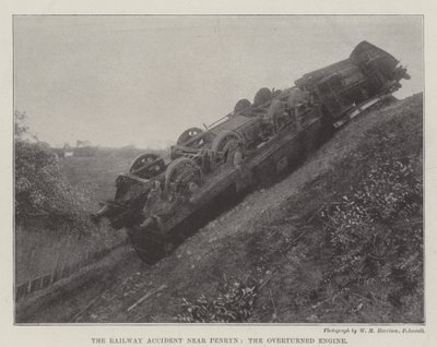 Der Eisenbahnunfall bei Penryn, die umgestürzte Lokomotive von English Photographer