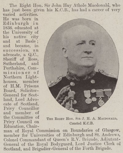 Der ehrenwerte Sir J H A Macdonald, zum KCB ernannt von English Photographer