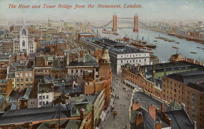 Der Fluss und die Tower Bridge vom Monument, London von English Photographer