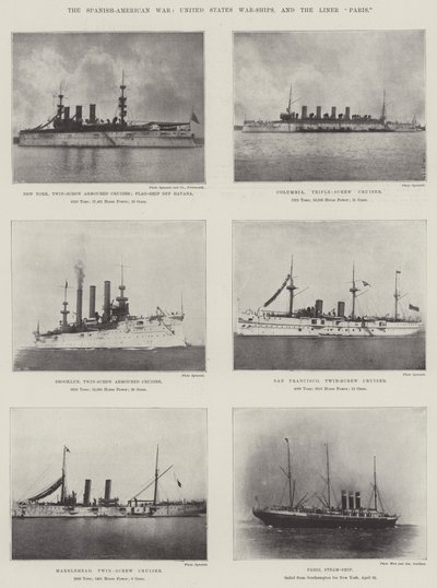 Der spanisch-amerikanische Krieg, Kriegsschiffe der Vereinigten Staaten und der Liner Paris von English Photographer