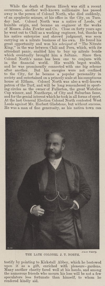 Der verstorbene Oberst J. T. North von English Photographer