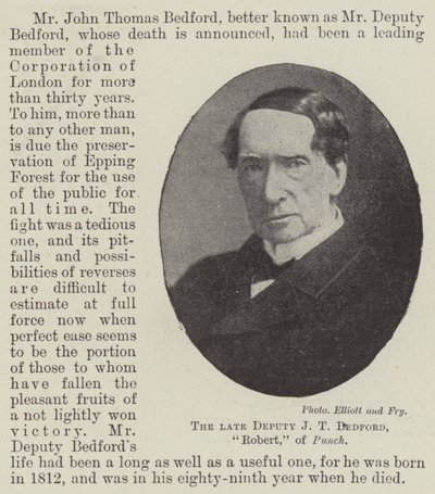 Der verstorbene Stellvertreter J. T. Bedford, Robert, von Punch von English Photographer