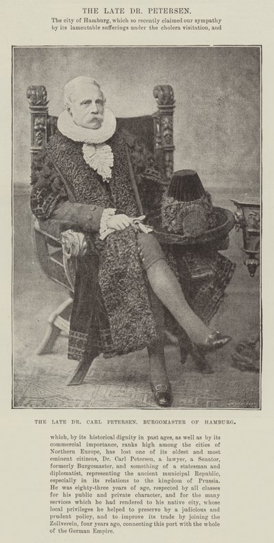 Der verstorbene Dr. Carl Petersen, Bürgermeister von Hamburg von English Photographer