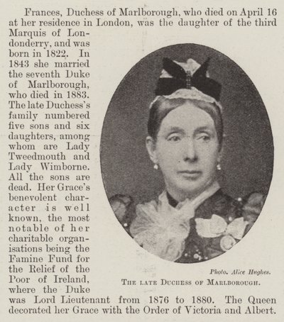 Die verstorbene Herzogin von Marlborough von English Photographer