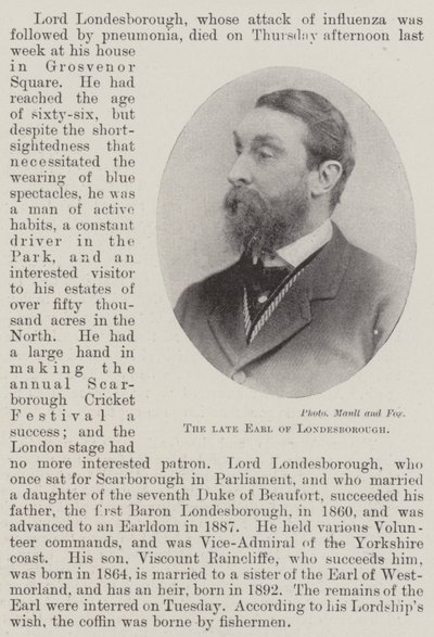 Der verstorbene Earl von Londesborough von English Photographer