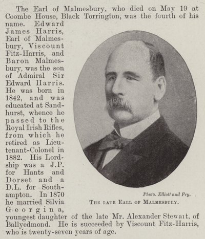 Der verstorbene Earl von Malmesbury von English Photographer