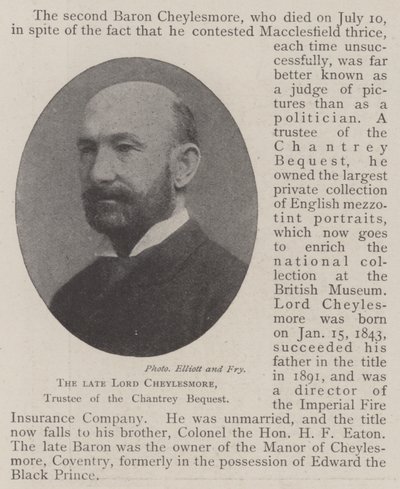 Der verstorbene Lord Cheylesmore, Treuhänder des Chantrey-Bequests von English Photographer