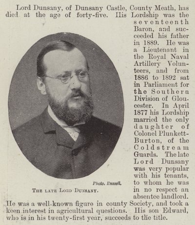 Der verstorbene Lord Dunsany von English Photographer