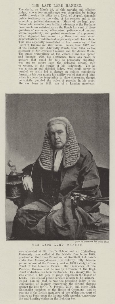 Der verstorbene Lord Hannen von English Photographer