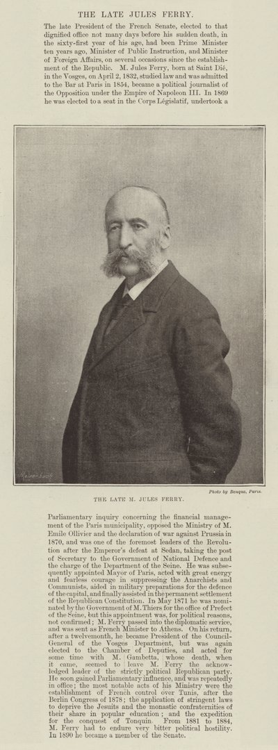 Der verstorbene M. Jules Ferry von English Photographer